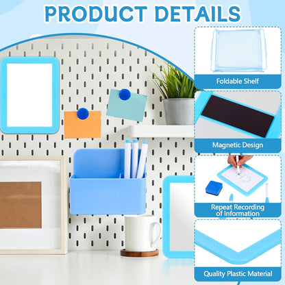 Blue Locker Organizer Kit -15Pcs Back to School Supplies Locker Accessories Kits Includes Shelf, Locker Mirror, Magnetic Whiteboard, Whiteboard Eraser, Pen Holder, Marker, Round Magnet, Flower Magnet