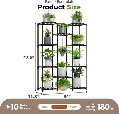 Bamworld Plant Stand Indoor Outdoor Hanging Plant Shelf for Multiple Plants Pots Wood Flower Stand Tall Large Flower Holder for Living Room, Patio, Balcony, Garden Decor, Brown