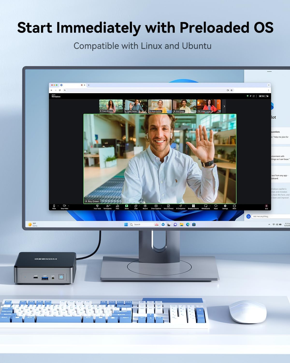 GEEKOM Air12 Mini PC(3-Year Quality Support) with 13th Gen Intel N150, 16GB DDR5 RAM 512GB M.2 2280 NVMe Gen3*4 SSD, Mini Desktop Computer, 4K Dual Display/HDMI2.0/DP 1.4/WiFi6/BT5.2/SD Slot