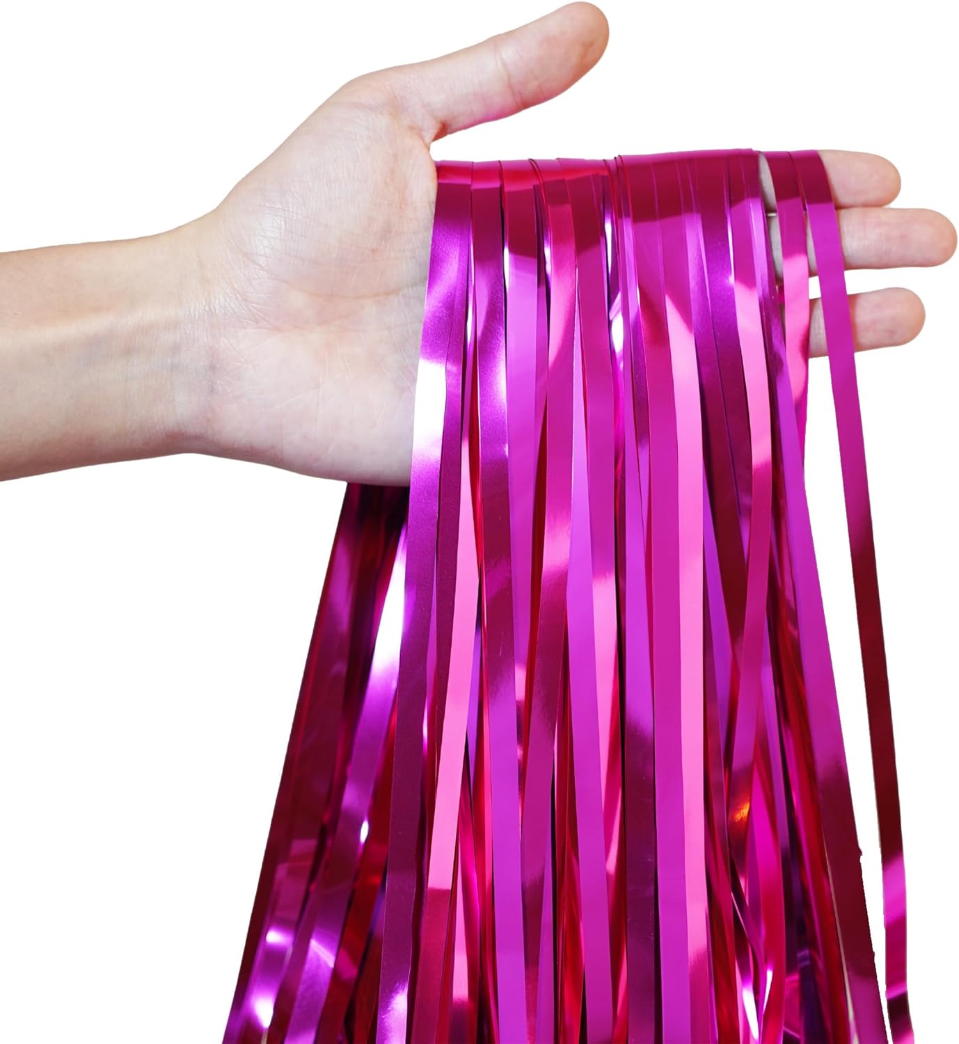 GREATRIL Iridescent Party Tinsel Fringe Backdrop Decorations - Holographic Foil Streamers Curtain for Mermaid/Under The Sea/Frozen/Ocean/Disco/Birthday Themed 3.2ft x 6.5ft - 2 PCS
