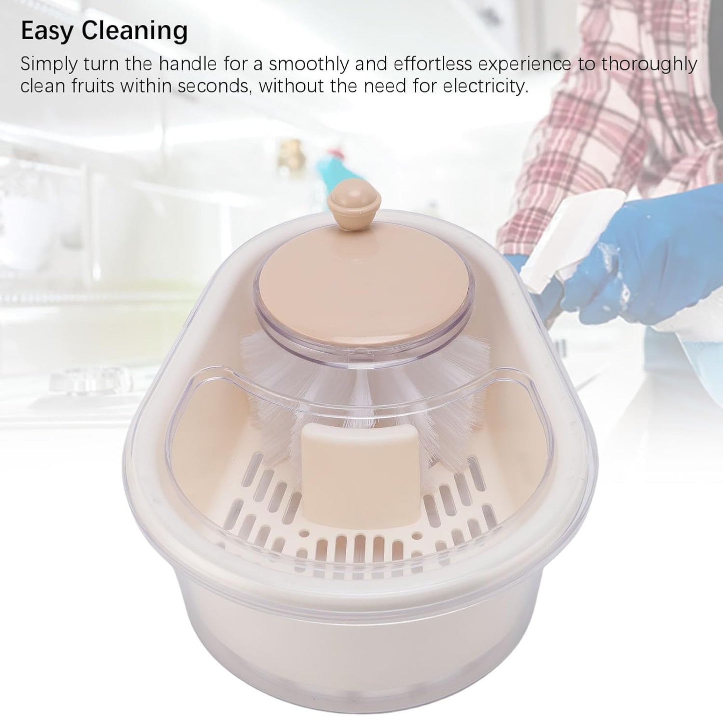 Salad Spinner with Brush, Large Capacity Lettuce Spinner Lettuce Dryer with Drainage Hole, Salad Dryer for Washing, Spinning, and Draining Greens, Fruits, and Vegetables Berry