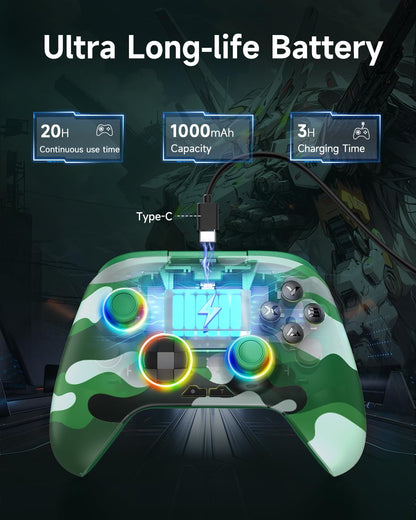 EasySMX X15 PC Controller - Enhanced Wireless Bluetooth Controller with Hall Joysticks/Hall Triggers/RGB Lighting - No Stick Drift, No Dead Zone - Work for Windows PC, Android, Steam and Switch