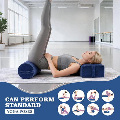 JZHLLA 2 PCS Yoga Bolster Pillow Set with Washable Velvet Cover