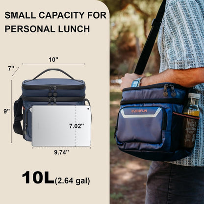 EVERFUN Cooler Bag Insulated Beach Cooler Lunch Bag Box for Men Women Dual Compartments Collapsible Waterproof Leak-Proof for Travel Work Picnic
