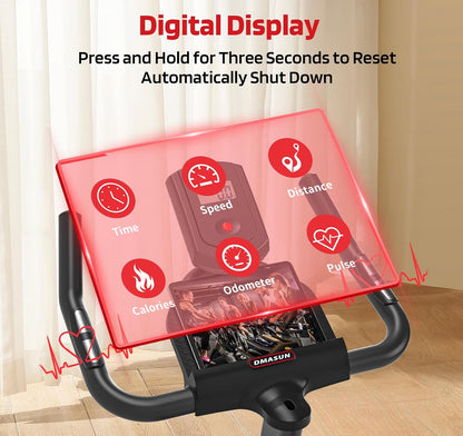 DMASUN Exercise Bike, Silent Magnetic Resistance Stationary Bike for Home with App Compatible, 330 LBS Capacity, Indoor Bike with Comfortable Seat Cushion and Tablet Holder