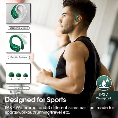 STECEi Wireless Earbuds 75hrs Bluetooth 5.4 Headphone Sport, Bluetooth Earbuds HiFi Stereo Over Ear Bud with Earhooks, ENC Noise Cancelling Mic, IP7 Waterproof Wireless Earphone for Workout/Running