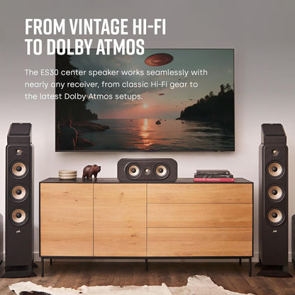 Polk Signature Elite ES35 Slim Center Channel Speaker - Hi-Res Audio Certified, Dolby Atmos & DTS:X Compatible, 1" Tweeter & (6) 3" Woofers, Dual Power Port for Effortless Bass, Stunning Black