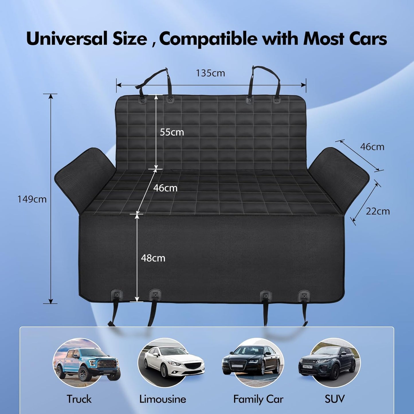 Dog Car Seat Cover, Multifunctional Dog Hammock for Back Seat,Waterproof Car Seat Protector, Scratch Proof Dog Seat Cover for Back Seat, Nonslip Seat Covers for SUV,Trucks, Cars