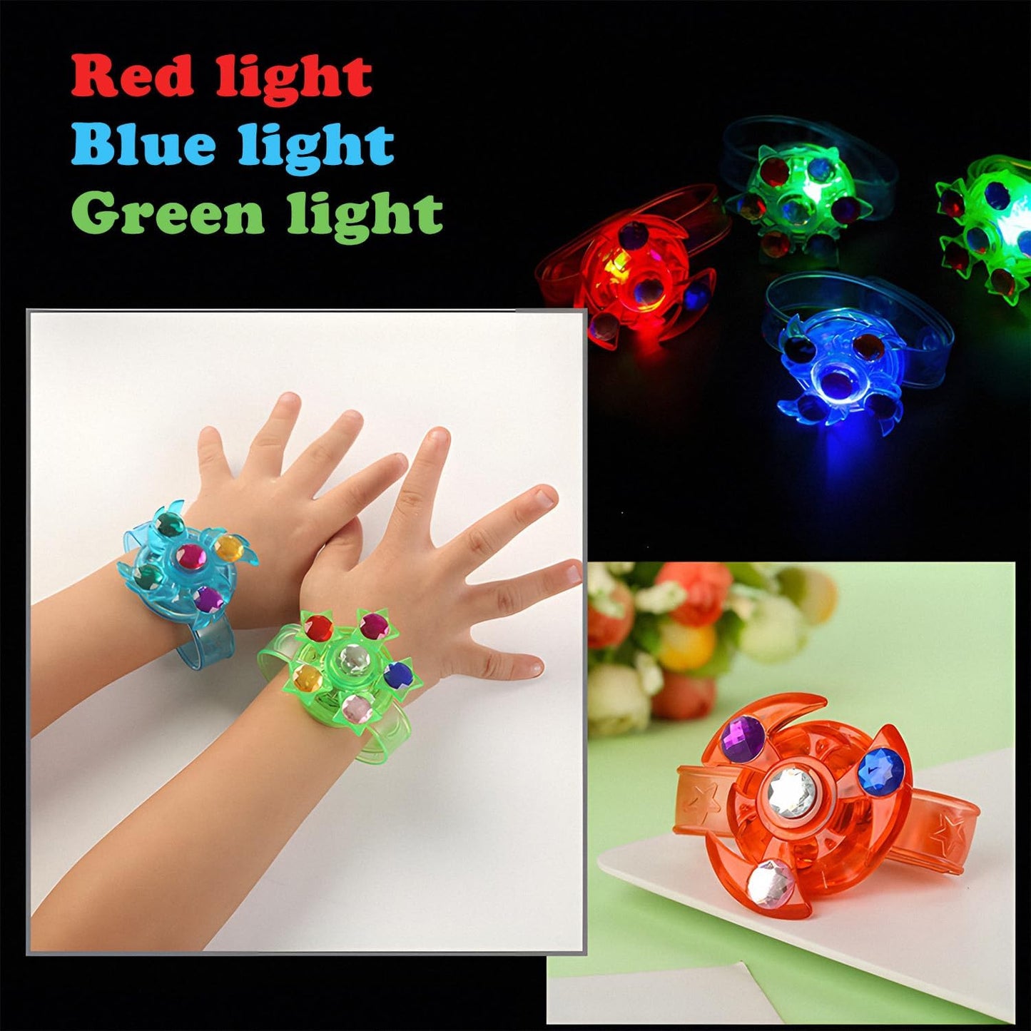 26Pack LED Light Up Fidget Spinner Bracelets Toys,Party Favors for Kids 4-8 8-12 Gifts Glow in The Dark Supplies,for Birthday Halloween Return Gifts Encanto Cocomelon Christmas Goodie Bag Stuffers