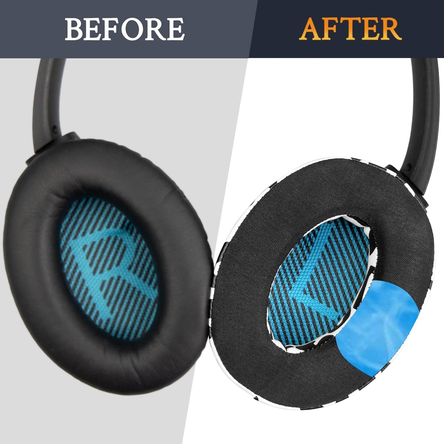 SoloWIT Earpads Cushions for Bose Headphones, Replacement Ear Pads for Bose QuietComfort 15 QC15 QC25 QC2 QC35/Ae2 Ae2i Ae2w/SoundTrue & SoundLink Around-Ear Series - QC25 PL Black&Blue