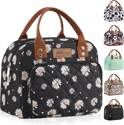 HOMESPON Lunch Bag for Woman Man Adults with Front Pocket Insulated Lunch Tote Lunch Box Container for Work Picnic or Travel(Black)