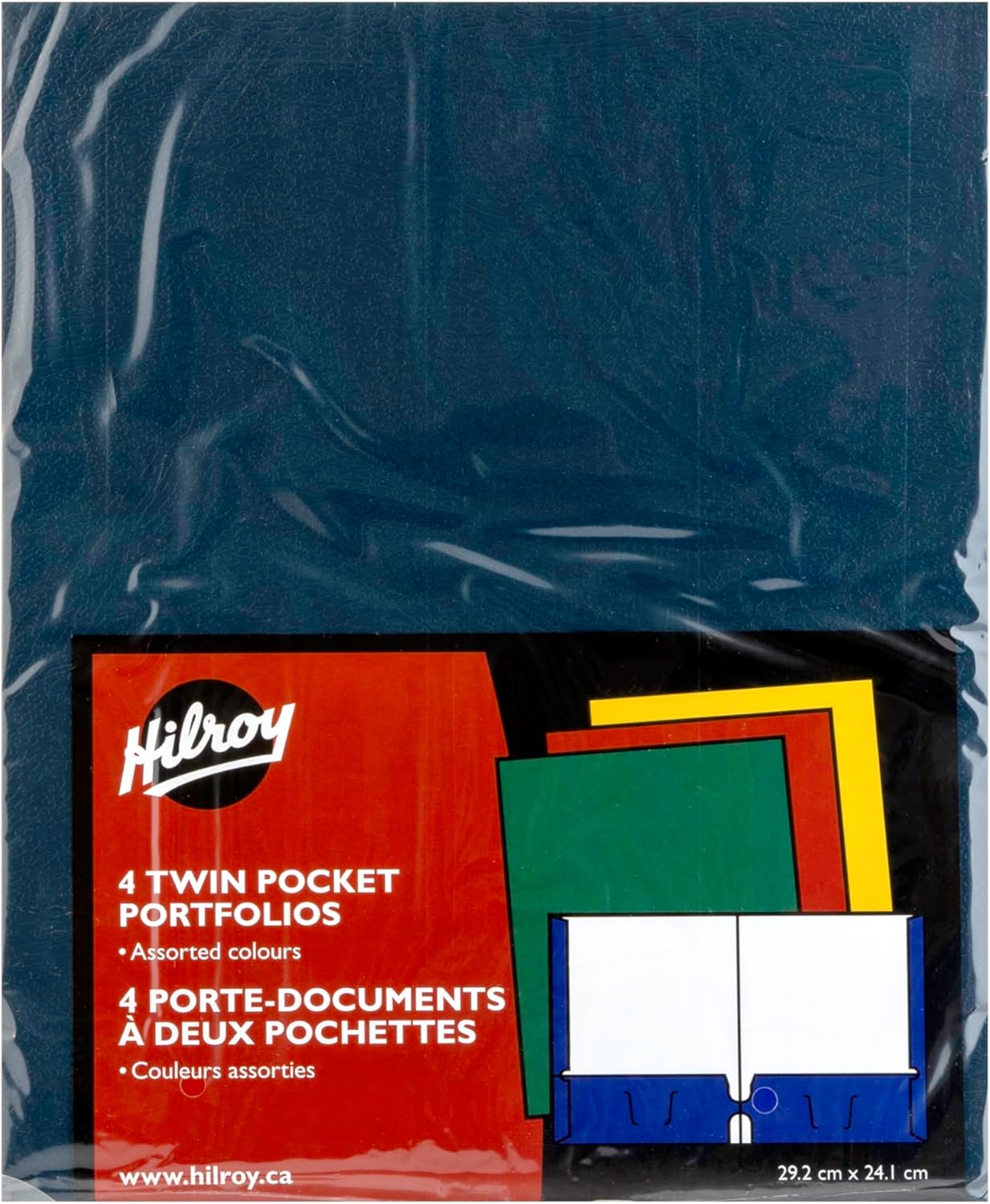 Hilroy Twin Pocket Portfolios, 9.5" x 11.75", 4-Pack, Assorted Colours (06042)