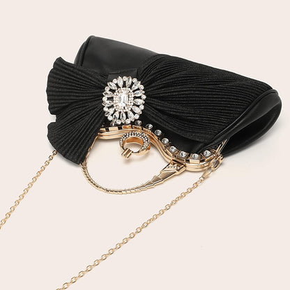Buric Clutch Purses for Women Rhinestone Evening Handbag Bridal Wedding Prom Purse Formal Party Bow Tie Clutch for Women