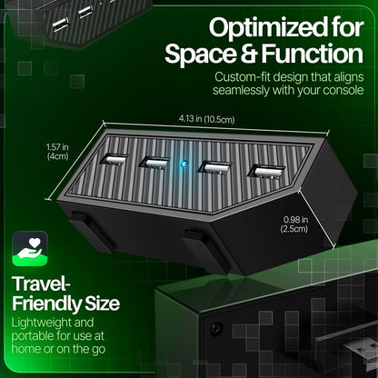 TNP USB Port Hub Adapter for Xbox One (Black) - High Speed 4 Ports USB Hub Extension Expansion Charger Connector Splitter for Xbox One Game Console Accessories