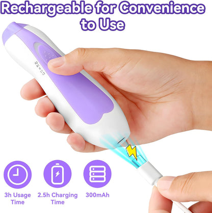 Qunlions life Electric Nail File Drill for Baby, No Sharp Claws Hurt, 6 in 1 Safety Cutter Trimmer Clipper for Toes and Fingers (Blue)