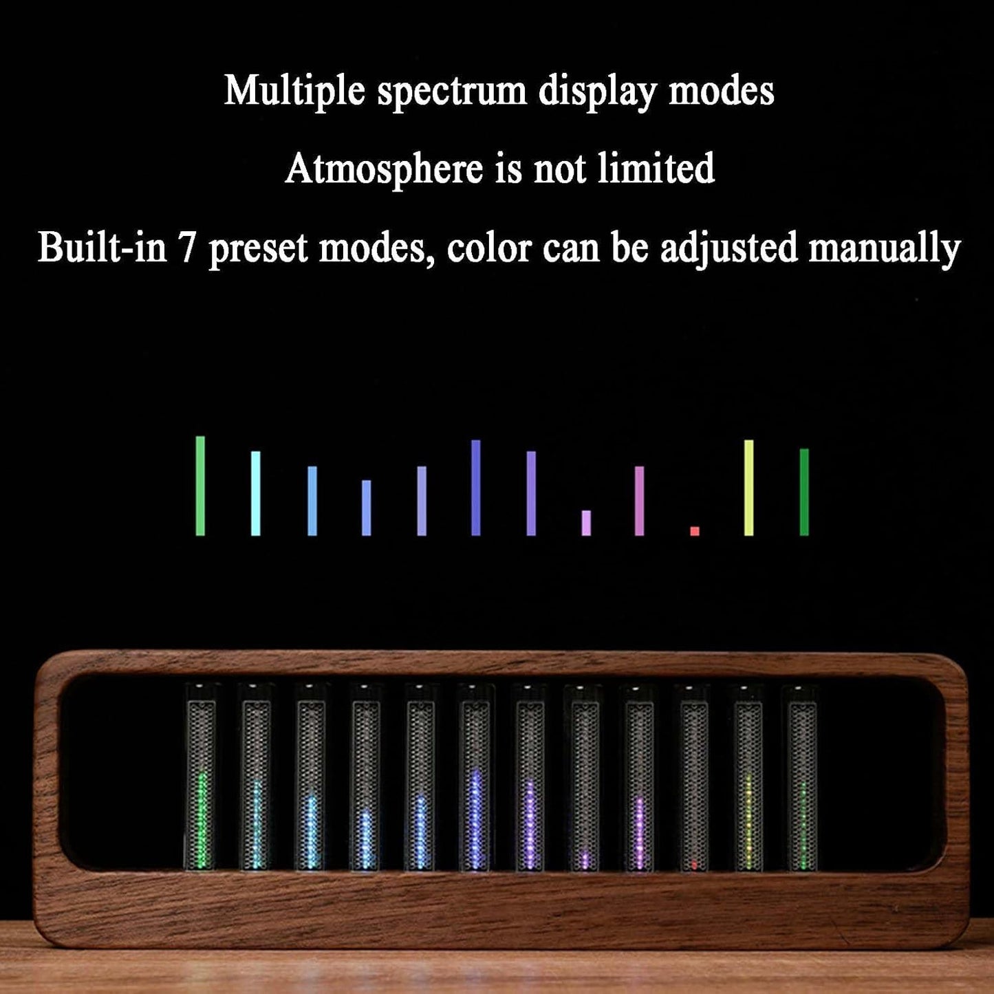 HUVIOVED RGB Sound Pickup Spectrum Lamp/Music Spectrum Analysers/Audio Spectrum Analyzer Display/Music Rhythm Recognition Light with Nixie Tube, MIC Pickup, 7 Preset Modes are Built in