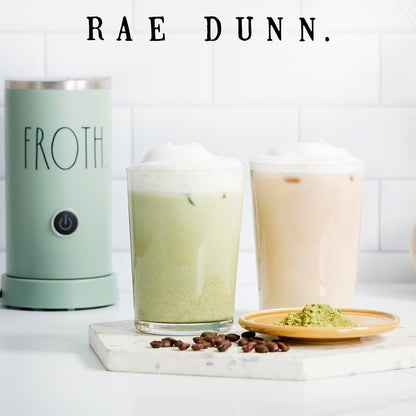 Rae Dunn - Electric Milk Frother - Elegant Automatic Milk Steamer and Frother, Milk Warmer, Hot and Cold Frothing Machine for Coffee, Latte, Cappuccino, Macchiato,