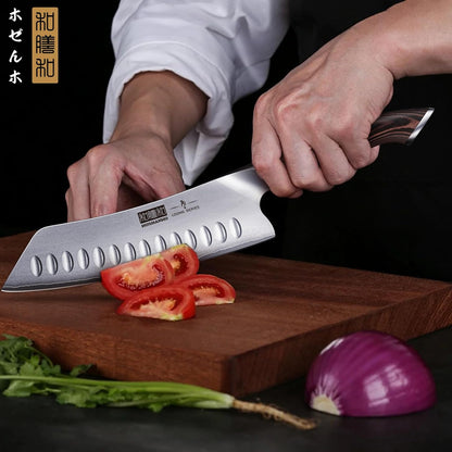 HOSHANHO 7 Inch Japanese Chef Knife, Ultra Sharp High Carbon Stainless Steel Kitchen Knife, Professional Santoku Knives with Ergonomic Pakkawood Handle