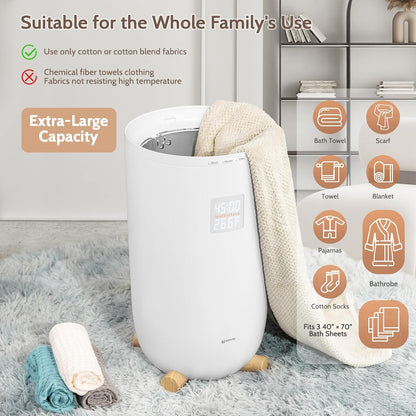 Keenray Towel Warmer Bucket, Large Towel Warmer for Bathroom with Timer, LED Display, Up to 24 Hours Delay Timer, Child Safety Lock, Towel Heater Fits Towels, Robes, Blankets, PJ's