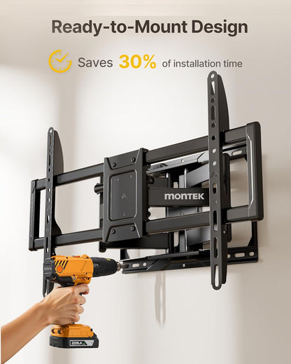 monTEK Full Motion TV Wall Mount for Most 37-90 inch TVs up to 165 lbs, Heavy Duty TV Mount with Dual Articulating Arms, Tool-Free Tilt, Swivel, Extension, Fits 16"/18"/24" Studs, Max VESA 600x400mm