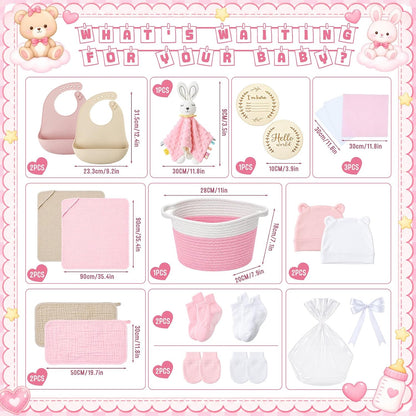 16 Pcs Baby Girl Basket Gift Set Newborn Supply Essentials Stuff