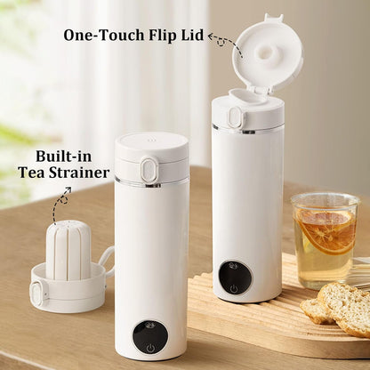 Portable Electric Kettle, 500ml Portable Kettle with USB-C Charger, Mini Travel Kettle with Carry Handle & 6 Adjustable Temperature Settings, Dual Power Modes for Home Travel Car Camping
