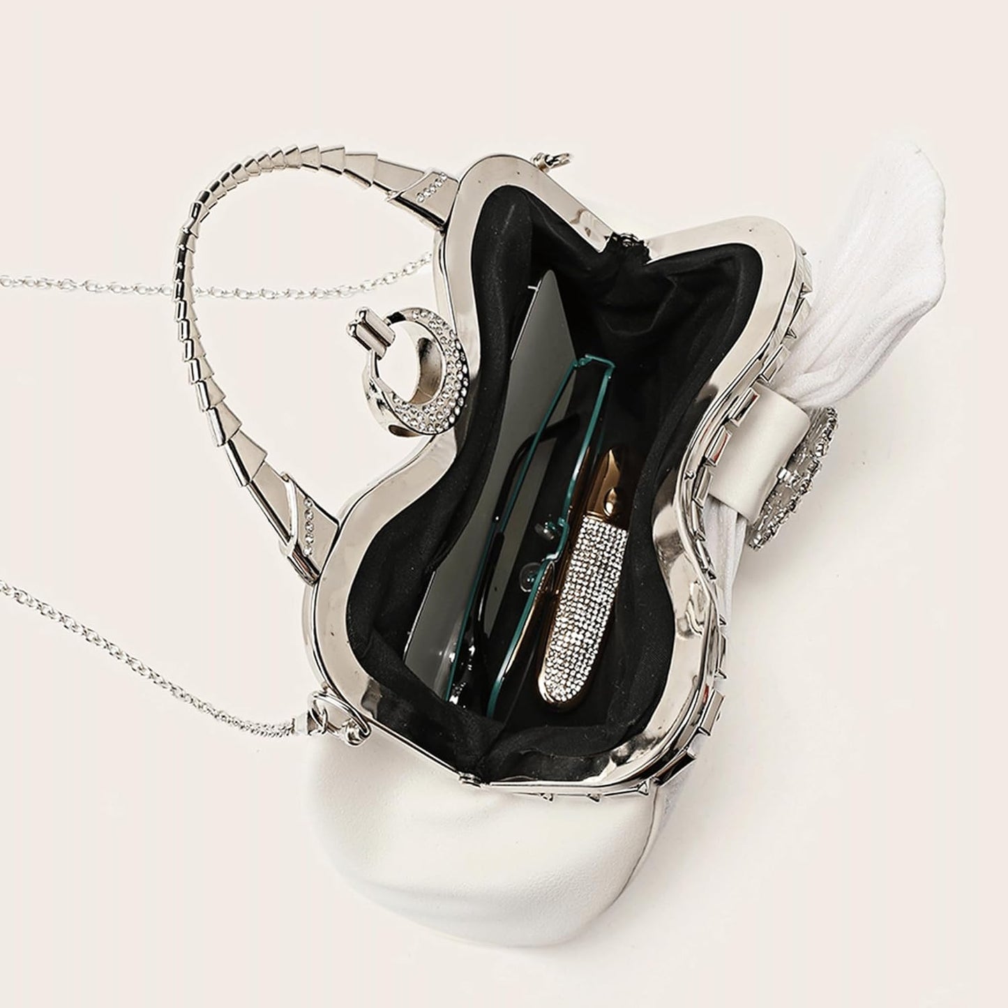 Buric Clutch Purses for Women Rhinestone Evening Handbag Bridal Wedding Prom Purse Formal Party Bow Tie Clutch for Women