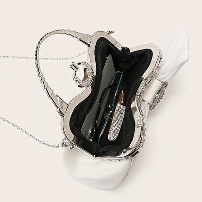 Buric Clutch Purses for Women Rhinestone Evening Handbag Bridal Wedding Prom Purse Formal Party Bow Tie Clutch for Women