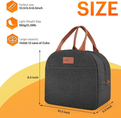 Lunch Bag for Women & Men Adult Insulated Lunch Box, Small Leakproof Cooler Food Lunch Containers Reusable High Capacity Lunch Tote Bags for Work, Travel, Outdoor