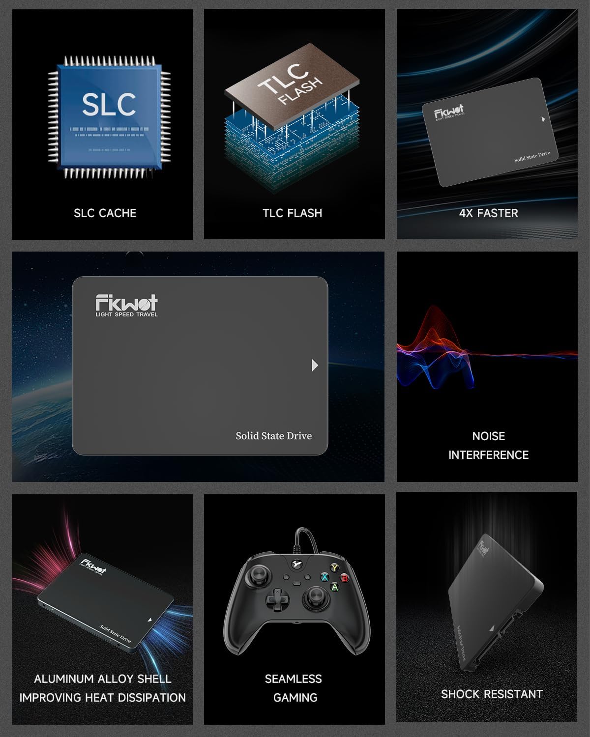Fikwot FX815 1TB SSD, 2.5" SATA SSD, Internal Solid State Drive, Up to 560MB/s, Compatible with Laptop & PC Desktop