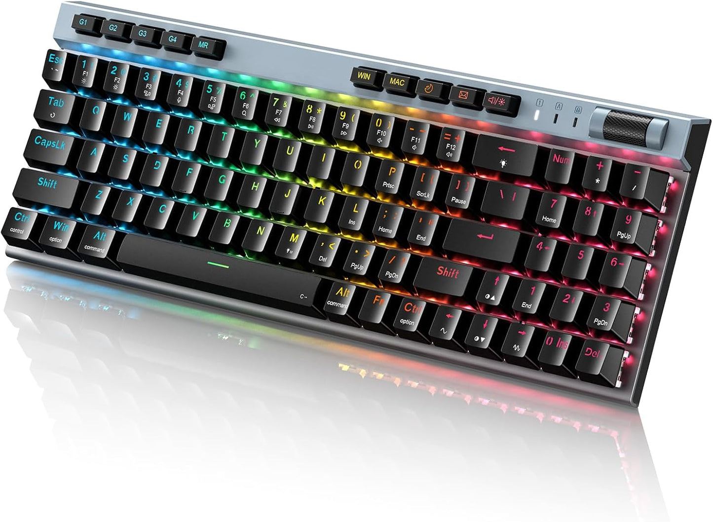 Mechanical Gaming Keyboard,RGB 104 Keys Ultra-Slim Rainbow LED Backlit USB Wired Keyboard with Blue Switches,Durable ABS Keycaps/Anti-Ghosting/Spill-Resistant Mechanical Keyboard for PC Mac Xbox Gamer