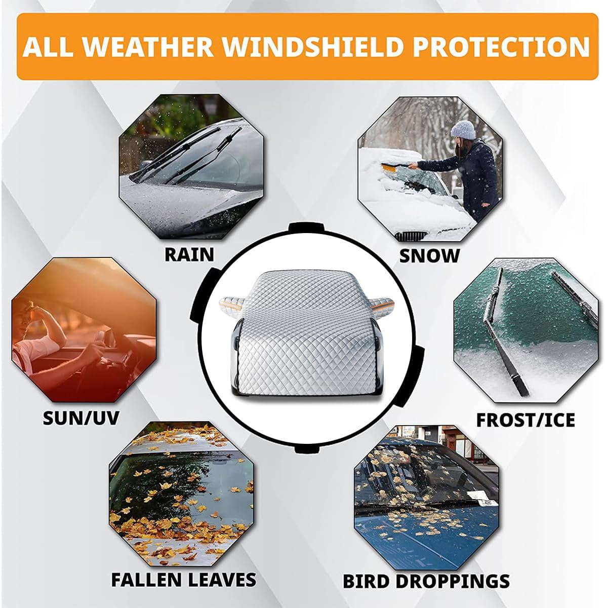 Windshield and Hood Ice and Snow Cover with Sun Shade