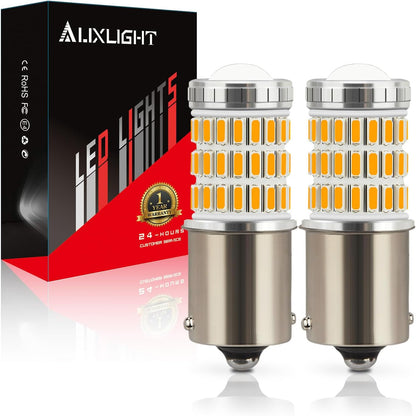 AUXLIGHT 3157 3156 4157 3057 3357 LED Bulbs, Ultra Bright 60-SMD LED Replacement for Turn Signal Blinker Lights, Brake/Tail Lights, Parking/Running Lights, Amber Yellow (Pack of 2)