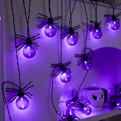 Halloween Lights Outdoor/Indoor,10FT 20LED Purple Spider String Lights