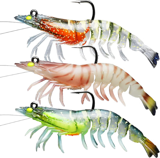 TRUSCEND Pre-rigged Fishing Jig Lures for Freshwater and Saltwater, Innovative Super Durable TPE Bass Lures, Lifelike Shrimp Crayfish Swimbait, Weedless Lure for Crappie Trout Walleye, Keep Separately - PuriLite