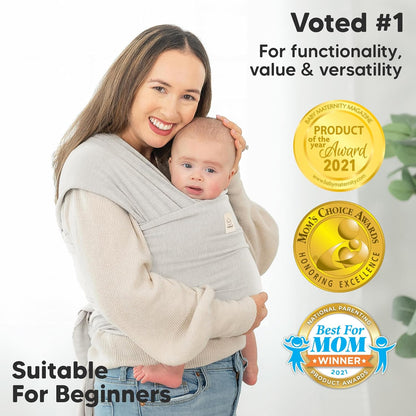 KeaBabies Baby Wrap Carrier - All in 1 Original Baby Carrier Newborn To Toddler Sling, Easy to Wear, Hands Free Bonding, Lightweight, Breathable Infant Wraps (Trendy Black)