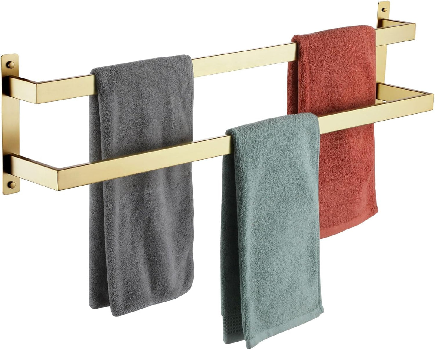 KOKOSIRI Towel Bars Black Bath Towel Holders 20 Inches Bathroom 2-Tiers Ladder Towel Rails Wall Mounted Towels Shelves Rack Stainless Steel, B5008BK-L20