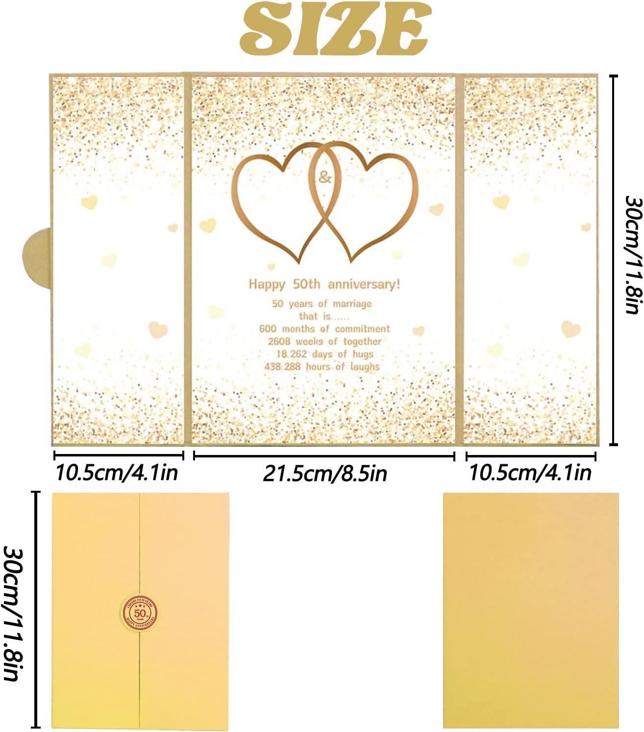 Trgowaul Gold 50th Wedding Anniversary Guest Book Alternative, 50th Anniversary Decorations, 50 Years of Marriage Signature Certificate Board, Card Happy 50 Anniversary Party Supplies Gift Men Women