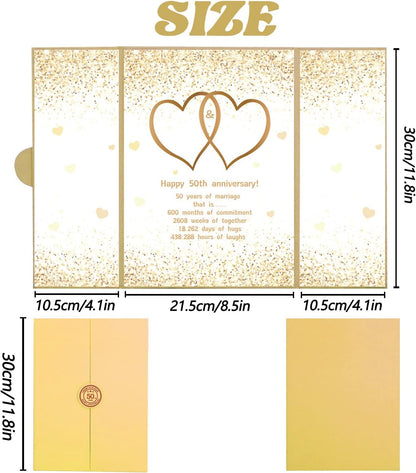 Trgowaul Gold 50th Wedding Anniversary Guest Book Alternative, 50th Anniversary Decorations, 50 Years of Marriage Signature Certificate Board, Card Happy 50 Anniversary Party Supplies Gift Men Women