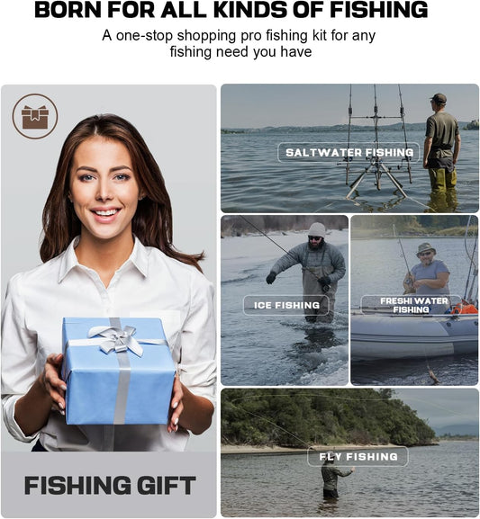 Sidomma Pro Fishing Gear and Equipment Tools Accessories Kit with Fishing Pliers Fillet Knife Scissors Fish Lip Gripper Fish Ruler Fishing Gifts for Men Saltwater Fishing Fly Fishing Ice Fishing - PuriLite