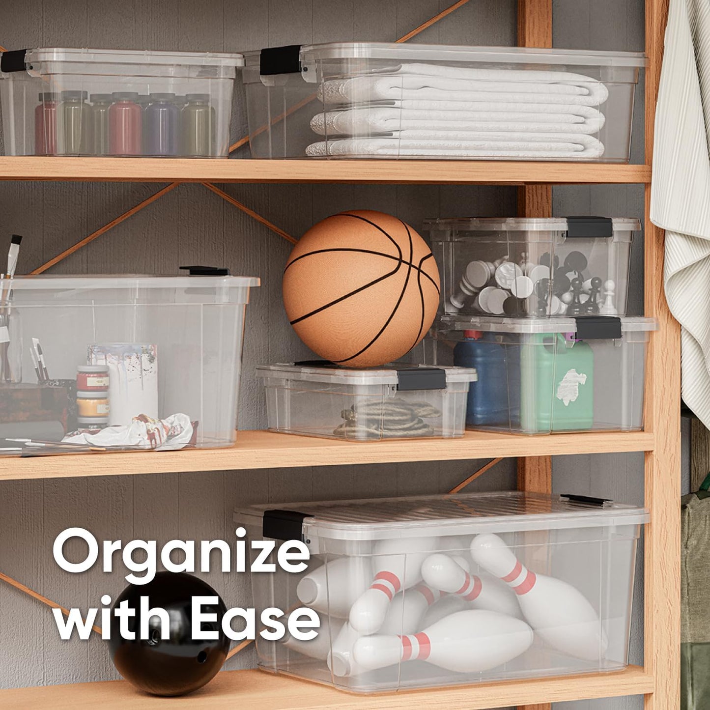 Superio Storage Bins with Lids- 3 Pack, 1.85 Qt Clear Boxes for Organizing, Stackable Plastic Containers- BPA Free, Non-Toxic, Odor Free, Organizer for Home, Office, Dorm