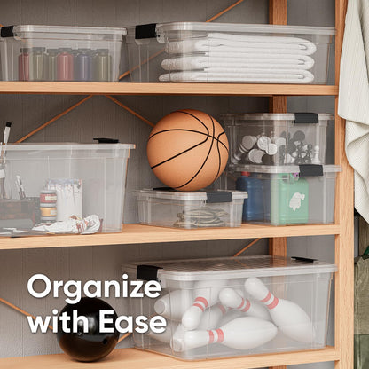 Superio Storage Bins with Lids- 3 Pack, 1.85 Qt Clear Boxes for Organizing, Stackable Plastic Containers- BPA Free, Non-Toxic, Odor Free, Organizer for Home, Office, Dorm