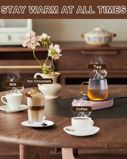 MYMULIKE Mug Warmer, Coffee Mug Warmer for Desk with 4 Temperature Settings (55℃/65℃/75℃/85℃), Coffee Warmer with Auto Shut Off, 1-12 Hour Timer, Desk Accessories for Office/Home