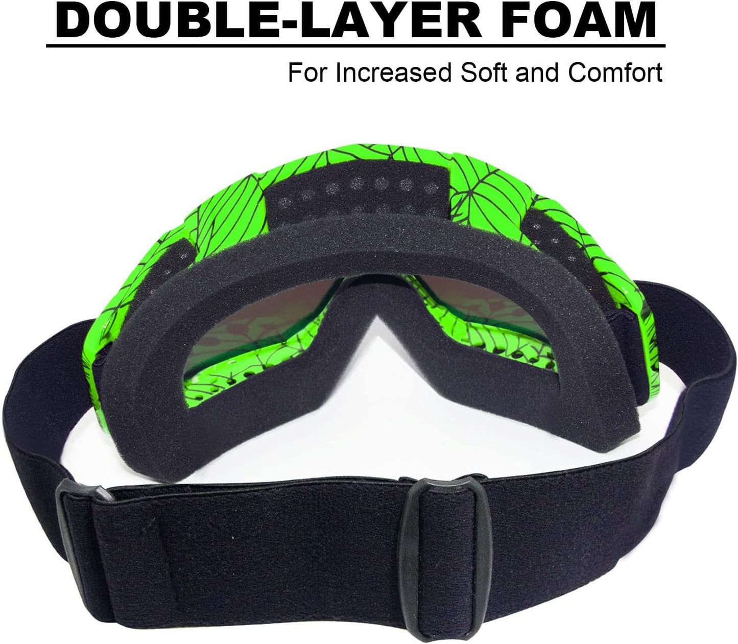 CoPvner Dirt Bike Motorcycle Goggles ATV Motocross Riding Goggles UV400 OTG Offroad MX Helmet Racing Four Wheeler Goggle for Adults Men Women Youth Kids(Spider green frame+color lens)