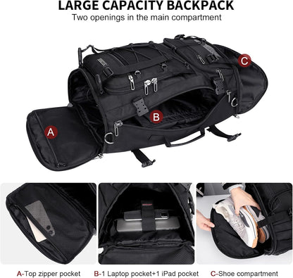 WITZMAN Travel Backpack for Men Large Carry on Backpack Convertible 3 in 1 Bags with Shoe Compartment Fit 17 Inch Laptop(B689 Silvery Grey)