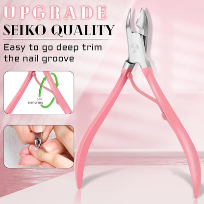 Manicure Pedicure Set, Nail Clipper Set for Men Women, Professional Manicure Kit Pedicure Kit, Nail Care Kit with Green Travel Leather Bag, Set 12 in 1