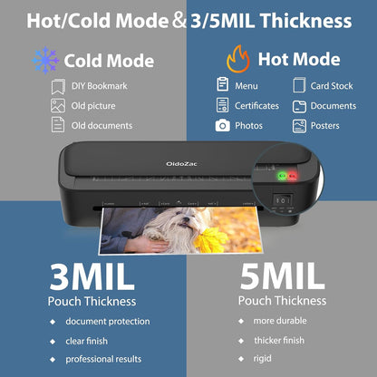 Laminator Machine, 11 in 1 Laminating Machine with 36 Laminating Sheets, A4/Letter Size Desktop Thermal Laminator 2 Temperature Modes 3 Cutters Built-in Paper Trimmer for Office School Home