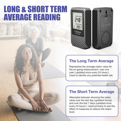Life Basis Radon Detector for Home Radon Tester Portable with Large Screen Long and Short Term Radon Monitoring Battery Operated, Canadian Version in Bq/m - Dark Grey