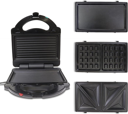 Total Chef 4 in1 Grill Waffle Maker - Mini Belgium Gaufre, Sandwich, Panini Press Machine, Electric, Non-Stick Removable Plates, Easy To Clean Countertop Cooking Kitchen Appliance For Breakfast
