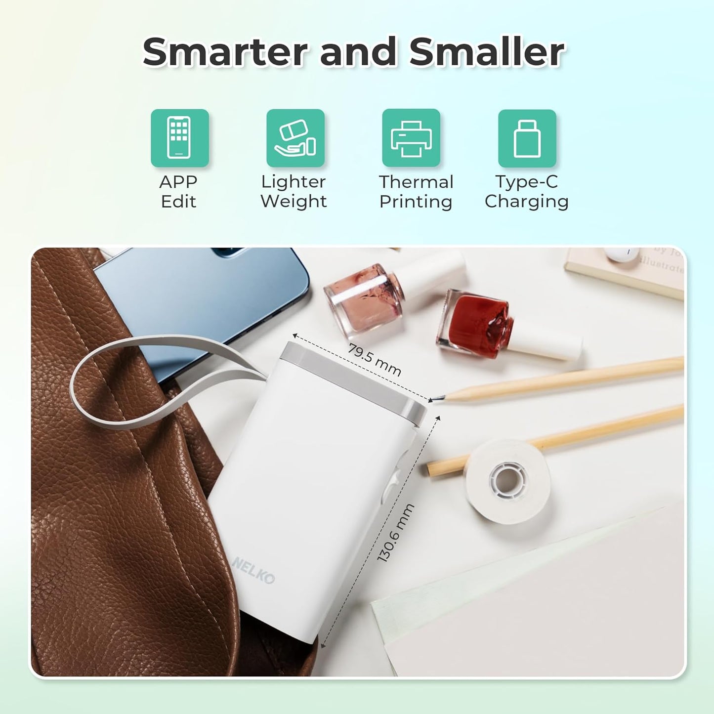 Nelko Label Maker Machine with Tape, P21 Portable Bluetooth Label Printer, Wireless Built-in Cutter Sticker Maker Mini Label Makers with Multiple Templates for School Organizing Office Home, White